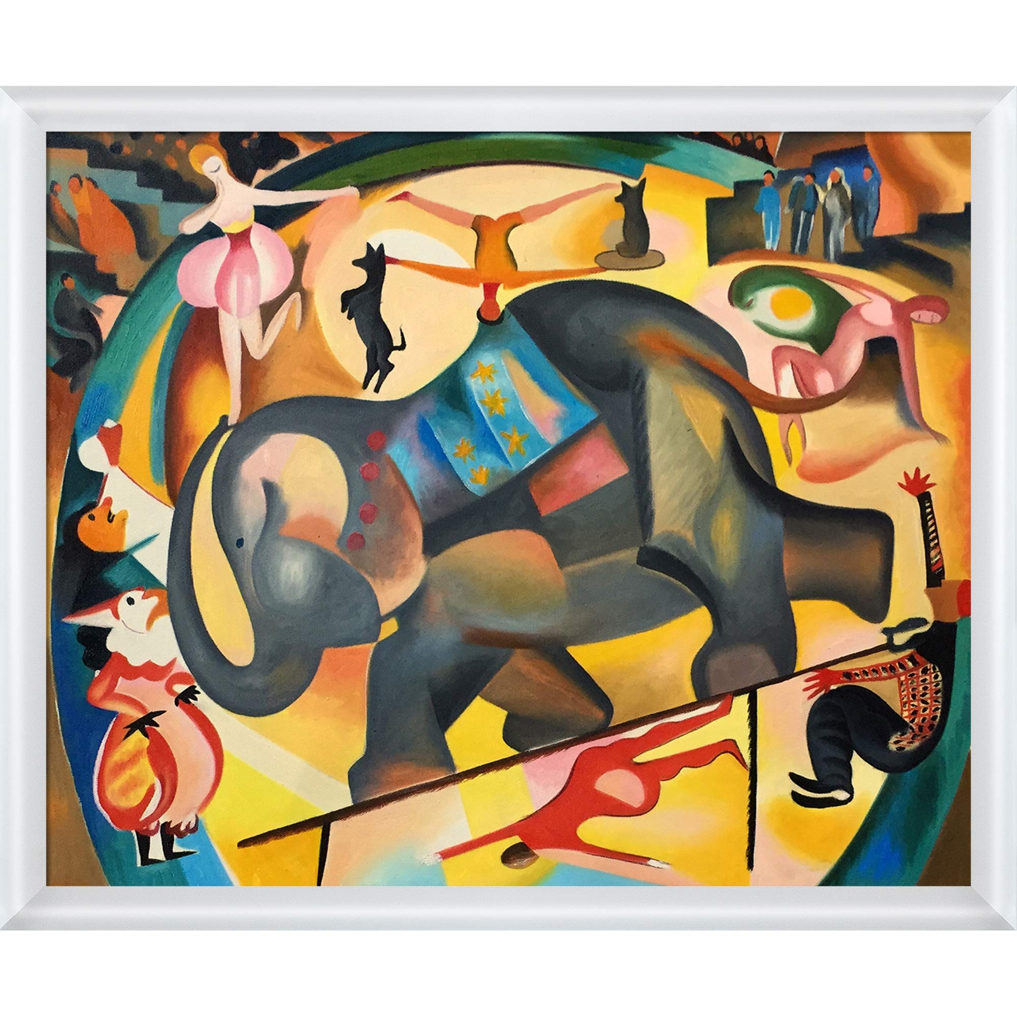 La Pastiche The Elephant Framed Oil Painting - 26.75 x 22.75 Inches, Multi-Color Wall Art - Perfect for Living Room, Bedroom & Office Decor