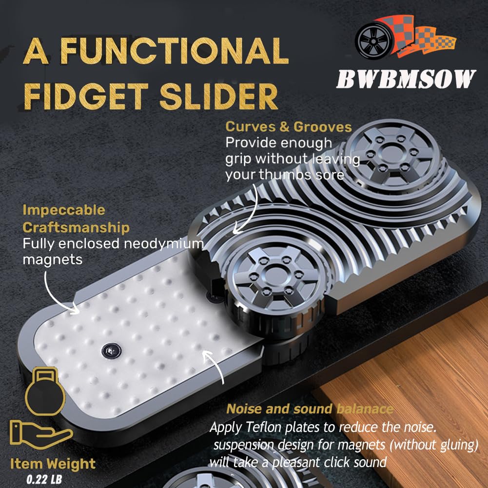 Magnetic Fidget Slider Toy for Adults - Stress Relief & Anxiety ADHD Sensory Fidget Brick - Perfect EDC Gadget for Men, Fathers & Friends - Office, Travel & Home Relaxation Tool