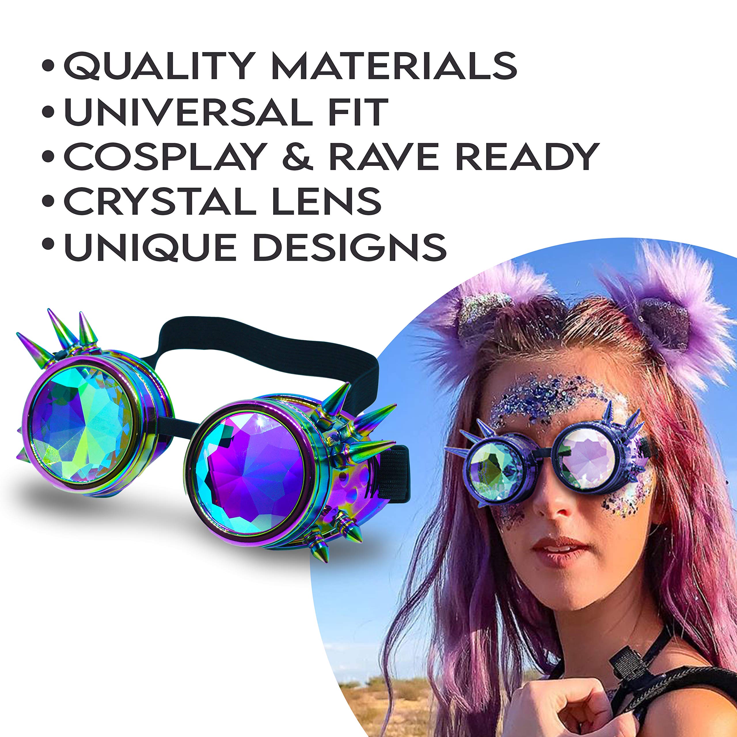 Trippy Psychedelic Rave Goggles - Funky Prism Glasses for Raves & Festivals - SoJourner Bags Kaleidoscope Vision Party Accessories - Perfect for EDM Events, Concerts, and Light Shows
