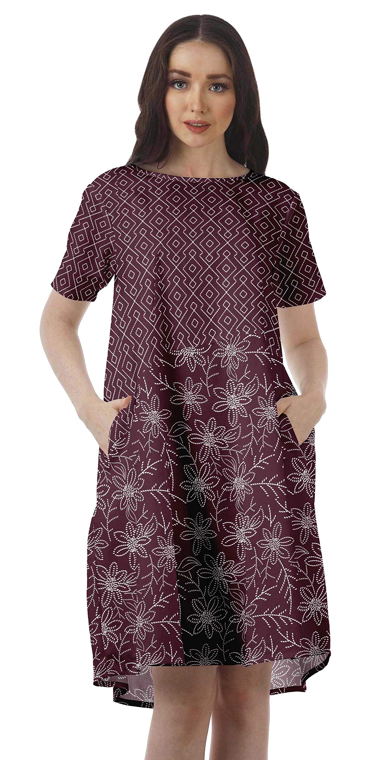 Women's Cotton Flex Tunic Dresses - Short Sleeve Summer Casual Outfit | Breathable & Comfortable for Beach, Vacation & Everyday Wear