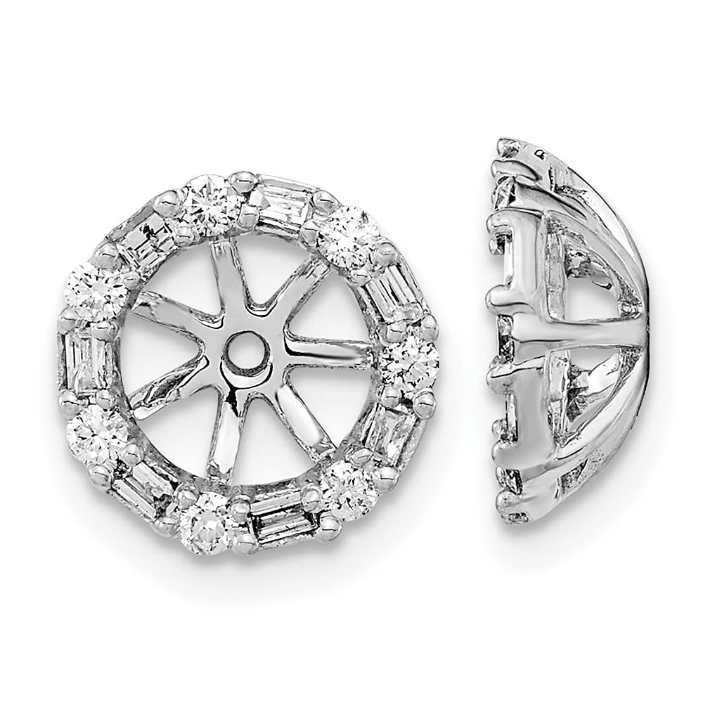 14K White Gold Diamond Earring Jackets - 0.41 Inch Round Stud Enhancers for Women | Elegant Wedding, Party & Everyday Jewelry Accessories