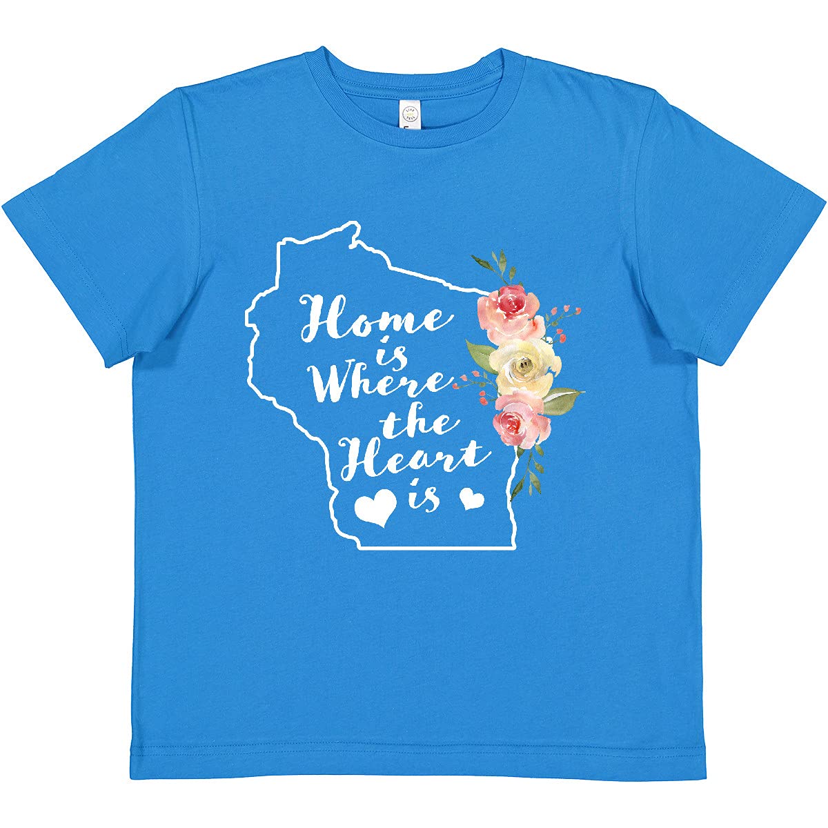 Inktastic Wisconsin Home is Where The Heart is Watercolor Women's T-Shirt - Soft Cotton Tee for Casual Wear, Travel & Family Gatherings