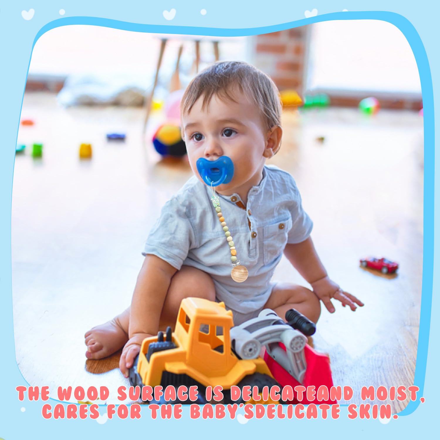 32-Piece Natural Beech Wood Pacifier Clips - DIY Pacifier Holder & Teething Toy for Babies - Safe Pacifier Chain Accessory for Strollers, Car Seats & Daily Use
