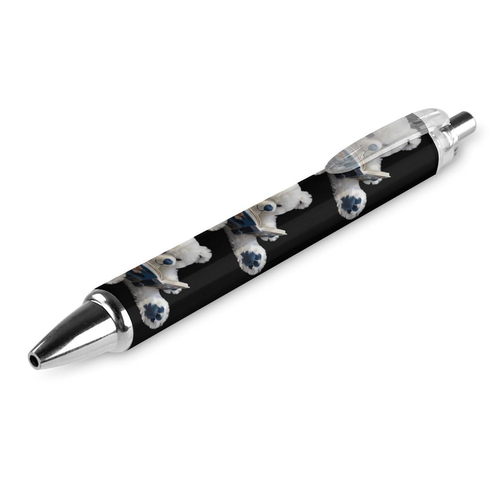 Cute Reading Teddy Bear Retractable Ballpoint Pen - 0.5mm Fine Point Round Barrel Pens (1/2/4 Packs) for Office, School, Note Taking & Gift Giving