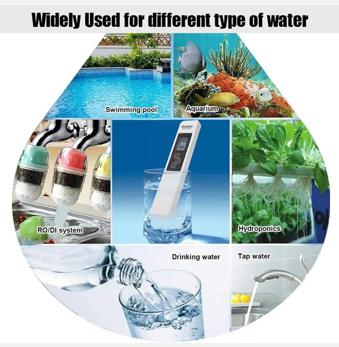 Digital TDS Meter for Water Testing - Accurate TDS Tester for Home Use, Drinking Water, Swimming Pools & Aquariums | Portable Water Quality Monitor for Hydroponics, RO Systems & Aquaculture