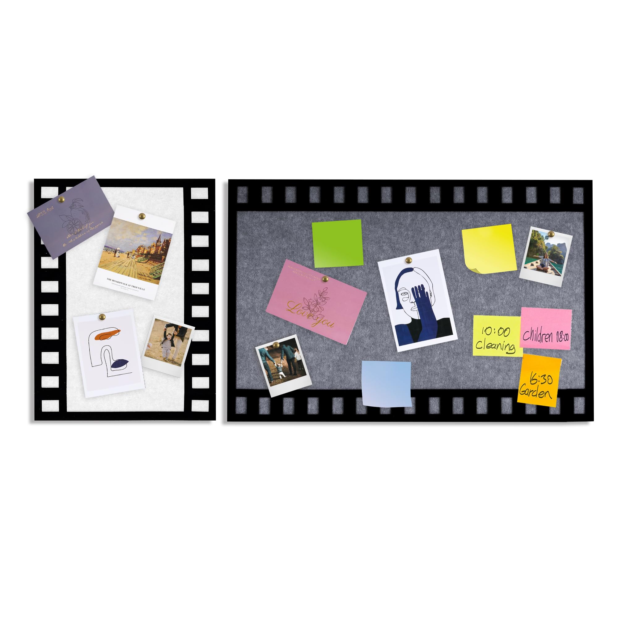 2-Pack Self-Adhesive Felt Bulletin Board Tiles for Wall - White & Grey Memo Board for Photos, Pictures, Notes (23.6