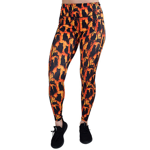 Funny Cat Print Leggings - Comfortable & Stretchy Women's Yoga Pants for Halloween, Cosplay & Everyday Wear