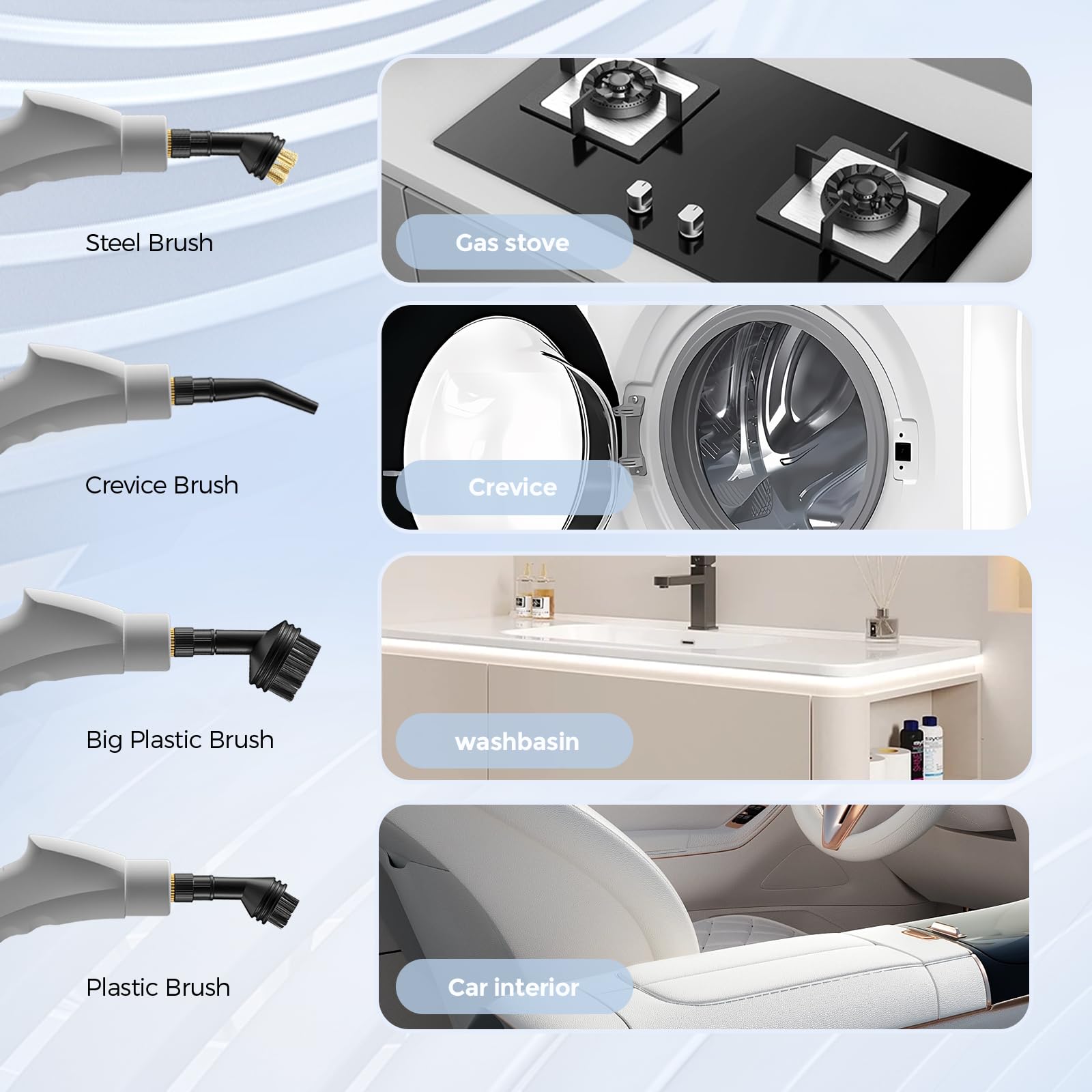 Upgraded 2500W Handheld Steam Cleaner - High Pressure Steamer for Home Cleaning with 3 Attachments - Portable Steam Mop for Kitchen, Bathroom, Floors & Car Detailing - White (Ideal for Deep Cleaning Grout, Upholstery & Sanitizing Surfaces)
