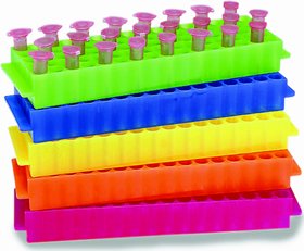 80-Well Microtube Rack Orange - 5 Pack, Laboratory Test Tube Holder for PCR Tubes & Microcentrifuge Tubes - Ideal for Lab Organization, Sample Storage & Scientific Research