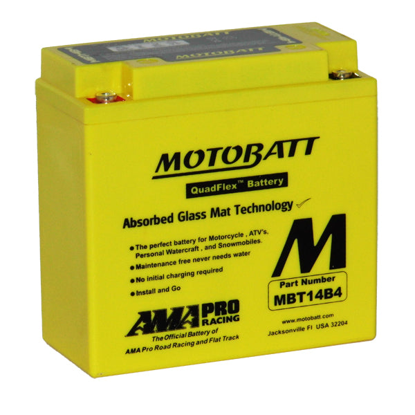 Motobatt MBT14B4 High-Performance AGM Motorcycle Battery - Powers Sports Bikes, ATVs & Powersports Vehicles - Ideal for Off-Road, Racing & Daily Commuting