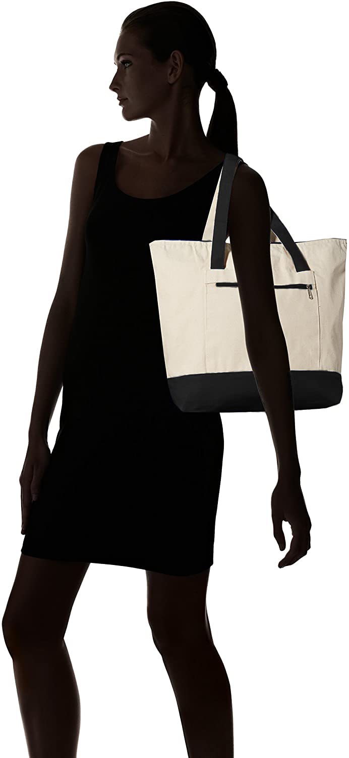 Personalized Initial Large Zipper Canvas Tote Bag for Women - Durable Custom Monogrammed Gift Tote - Perfect for Work, Travel, Shopping & Beach Day Essentials