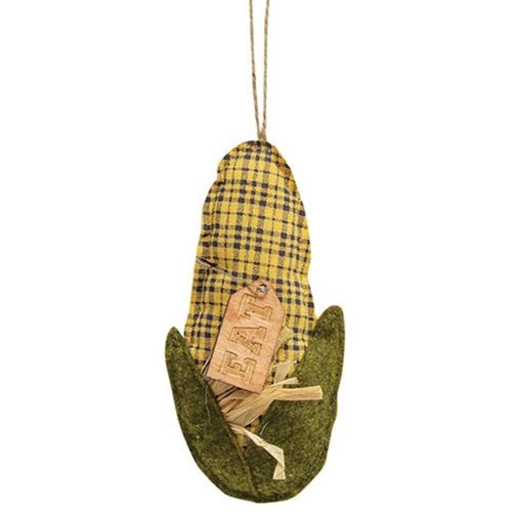 Primitive Fabric Corn Cob Ornament with Eat Tag - Rustic Farmhouse Fall Decor for Thanksgiving, Harvest Table Centerpiece, and Seasonal Home Decoration