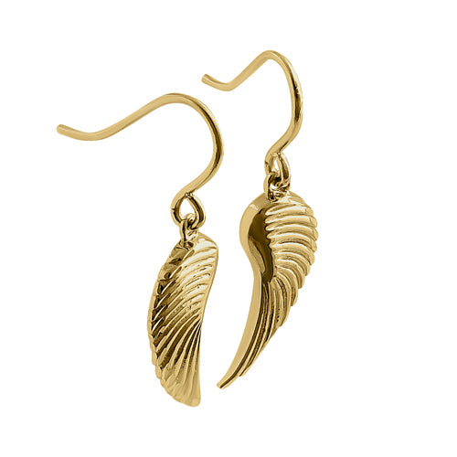 14K Solid Yellow Gold Angel Wing Earrings for Women - Elegant & Hypoallergenic Jewelry for Everyday Wear, Gifts, and Special Occasions
