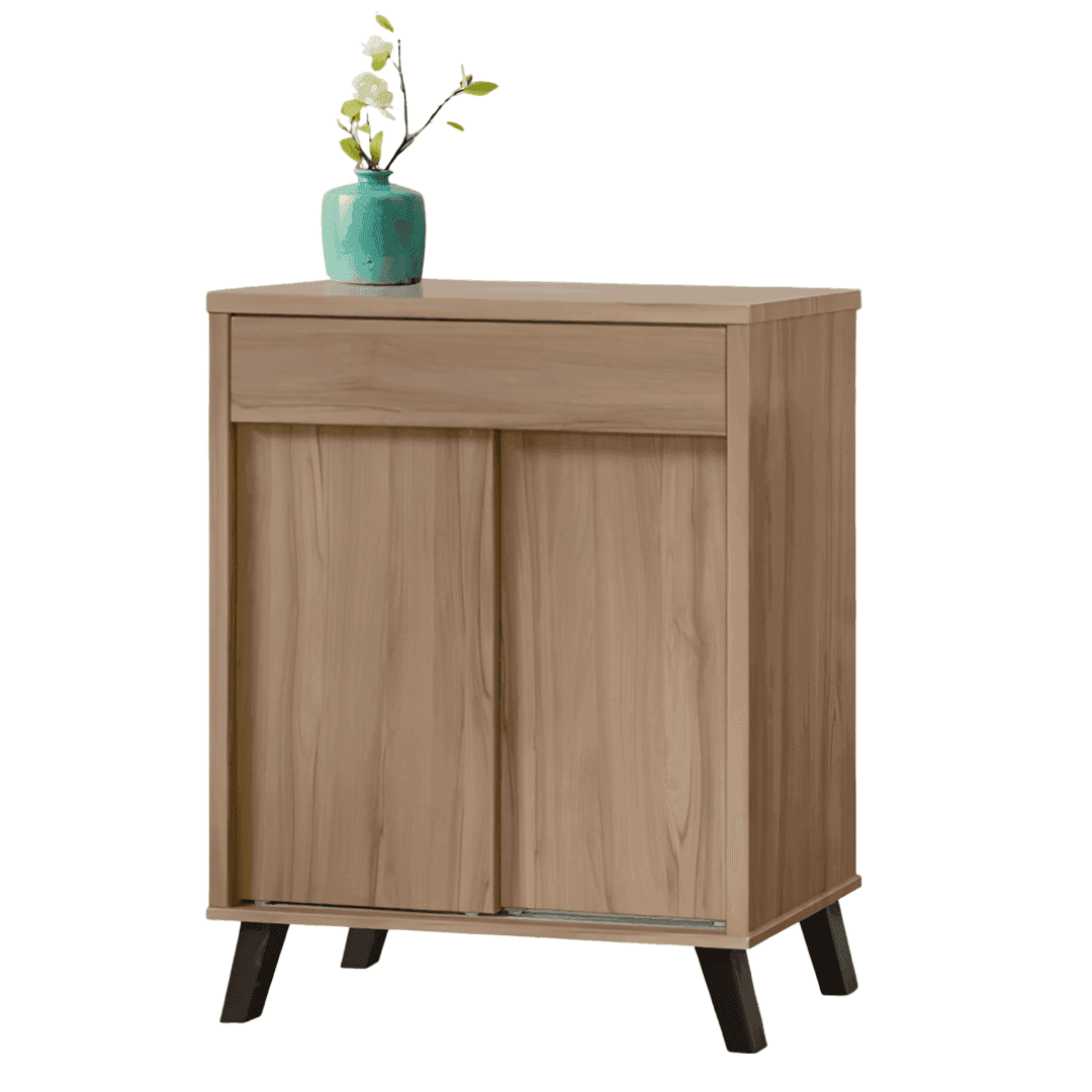 Marshall Wooden Shoe Cabinet with Sliding Door - Modern Entryway Storage Organizer for Hallway, Closet & Mudroom - Space Saving Shoe Rack for Home & Apartment