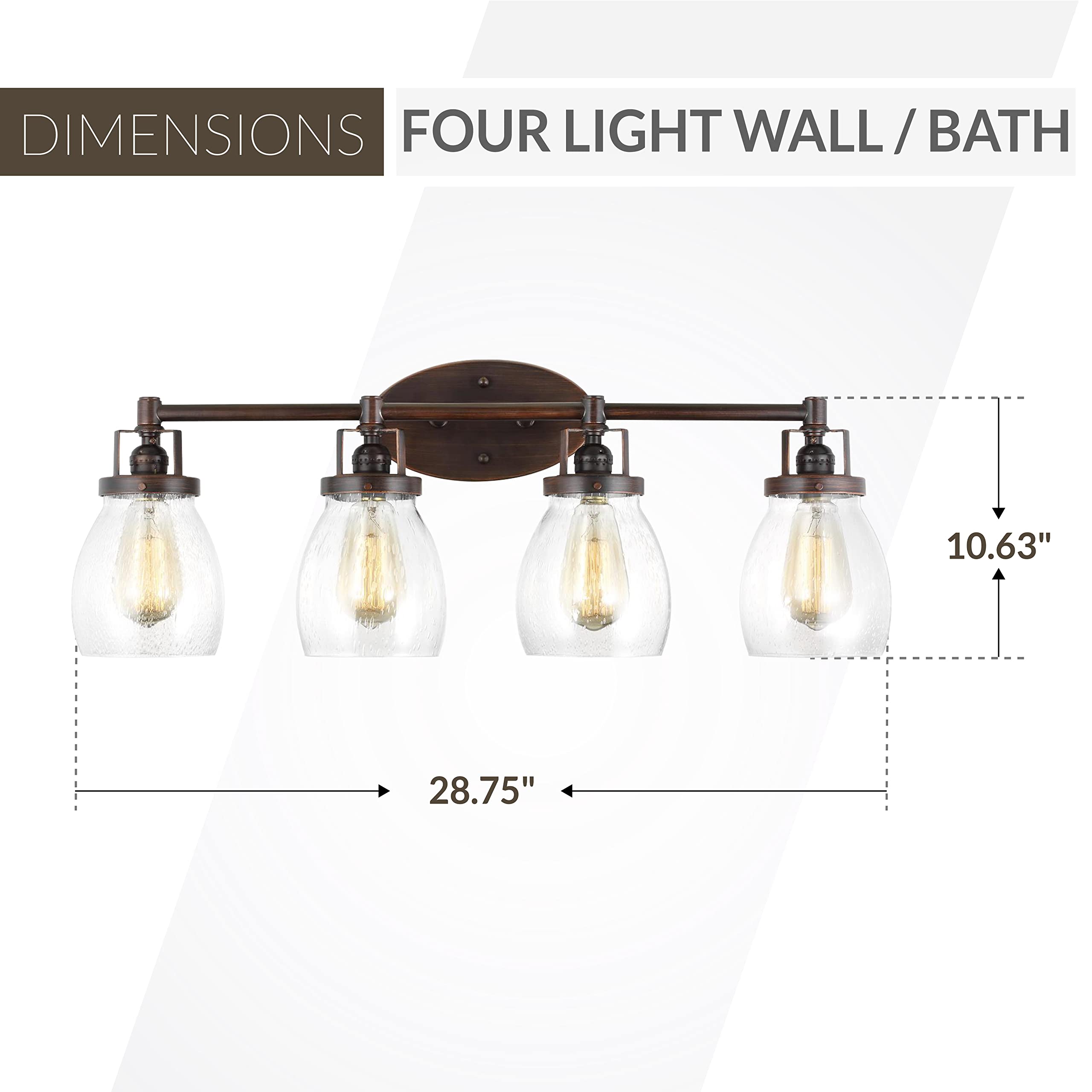 Generation Lighting 4414504-710 Belton Four-Light Wall Bath Vanity Fixture in Bronze - Perfect for Bathroom, Powder Room & Spa Lighting Decor