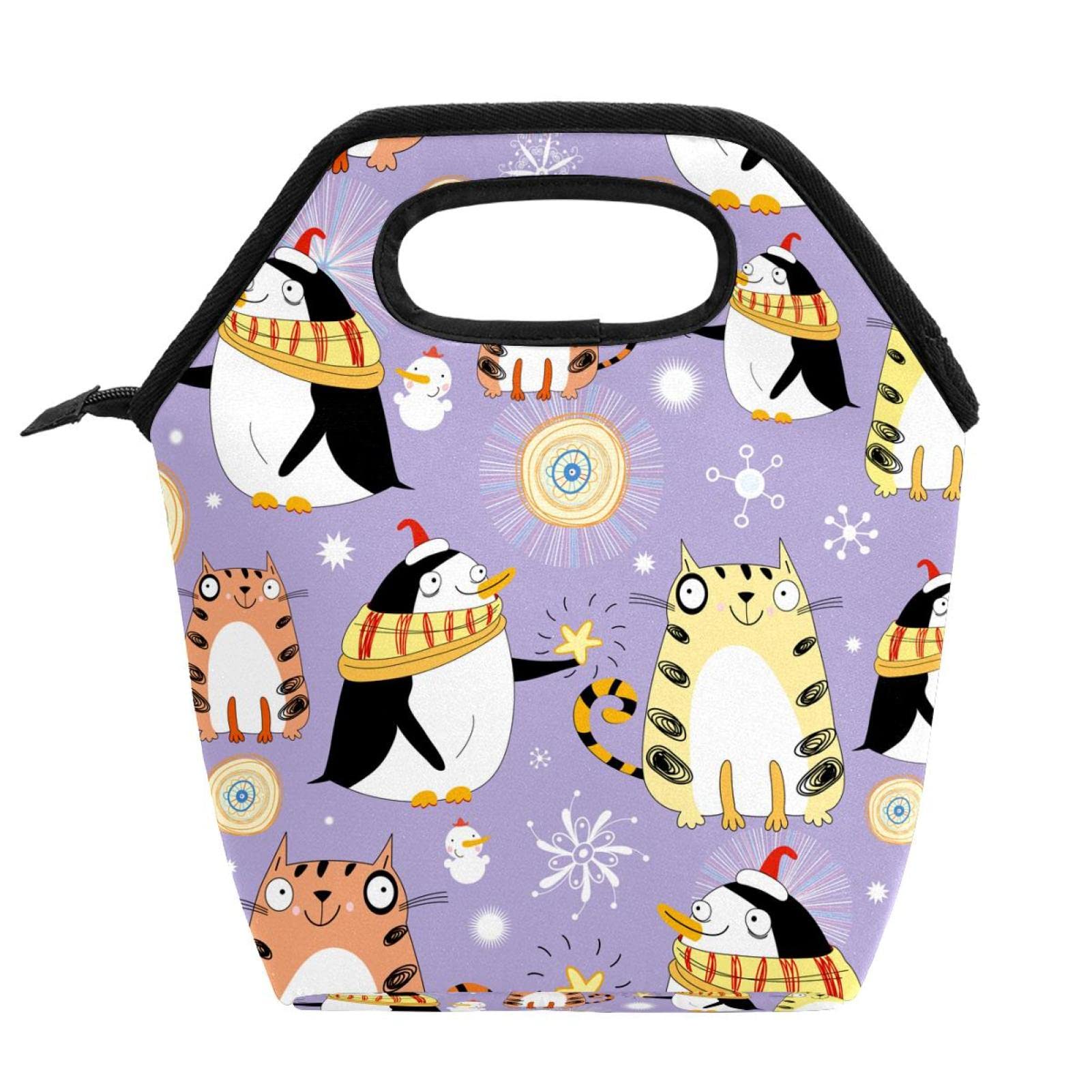 Insulated Lunch Box for Women & Men - Reusable Thermal Lunch Bag for Adults & Kids, Perfect for Work, School, Picnics & Pet Food Storage - Blue Cat Design