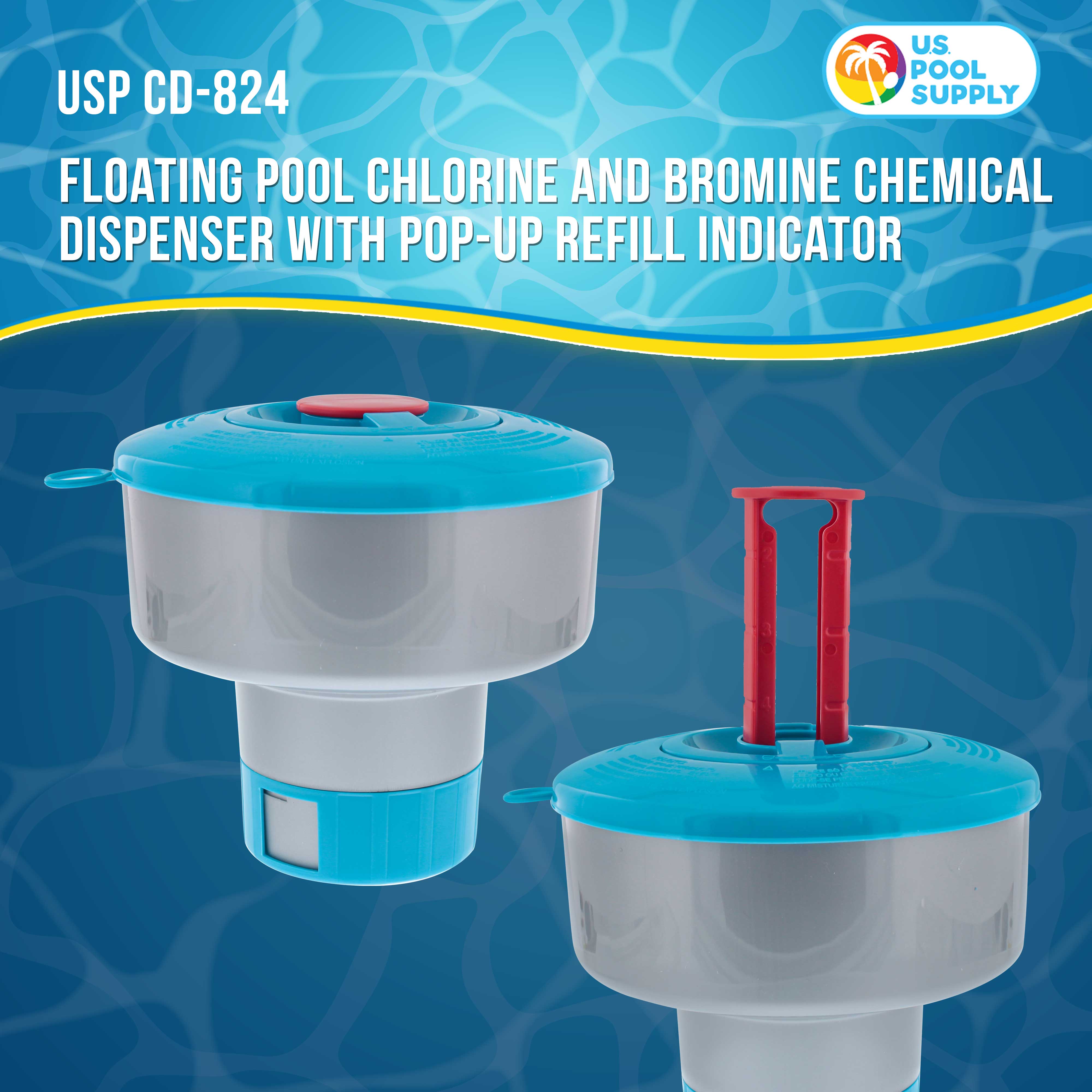 U.S. Pool Supply 3-Inch Chlorine Tablet Floater Dispenser with Pop-Up Refill Indicator - Holds 3 Chlorine Tablets for Crystal Clear Swimming Pool Water - Perfect for In-Ground & Above Ground Pools
