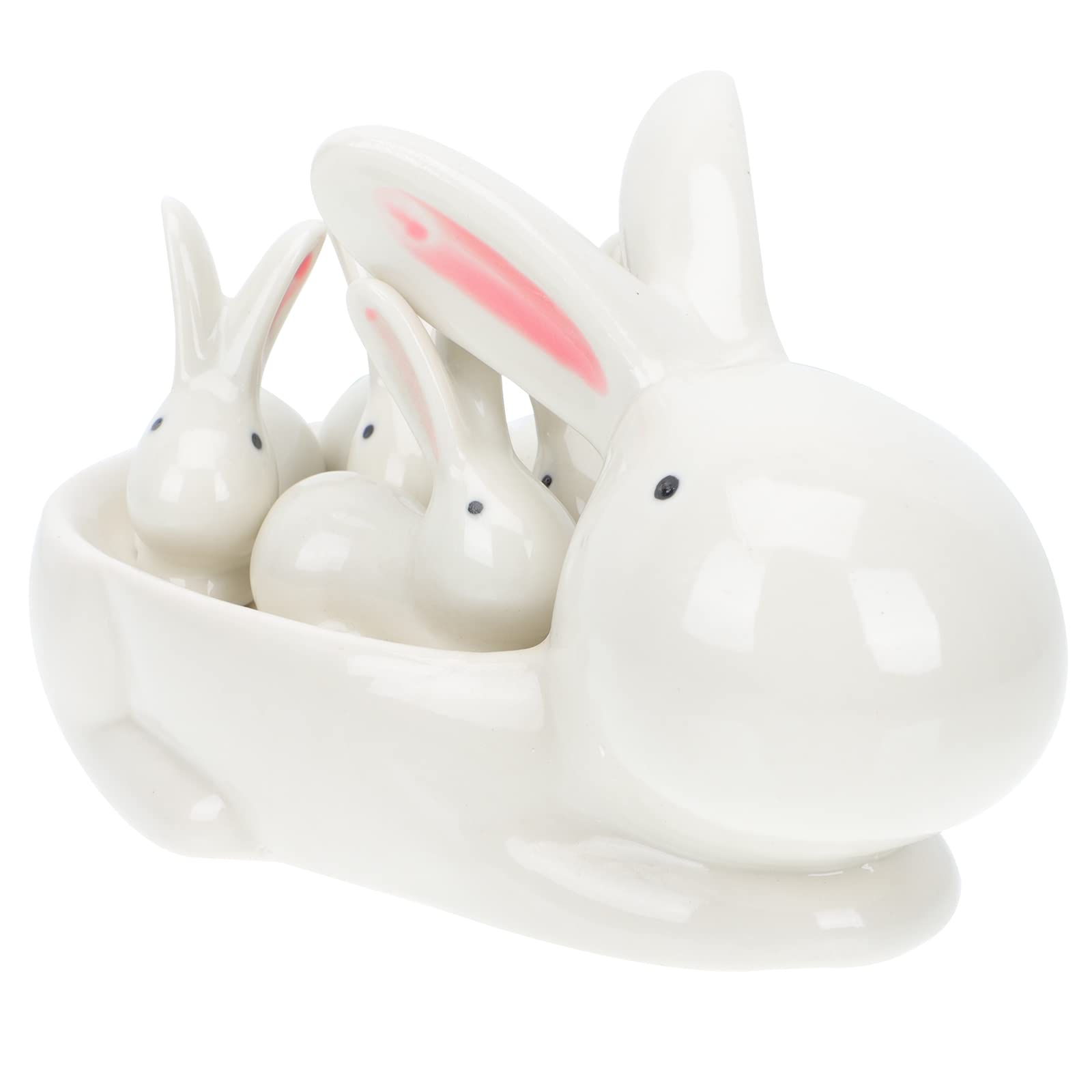 Jojofuny Ceramic Rabbit-Shaped Seasoning Plate & Chopsticks Holder Set - Perfect for Kitchen Countertop, Dining Table, and Asian-Themed Home Decor