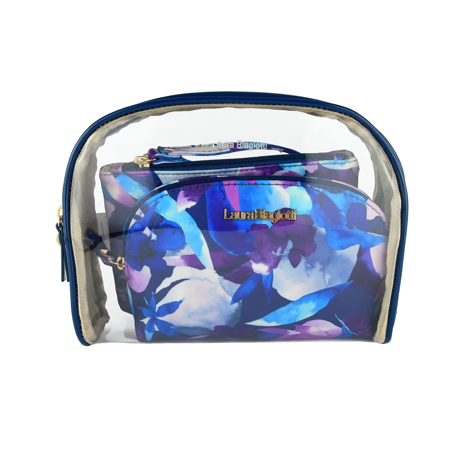 Laura Biagiotti Women's 3-Piece Waterproof Travel Cosmetic Set - Makeup Bag, Clutch & Beauty Case with Gift Box | Perfect for Travel, Bridal Shower & Daily Organization