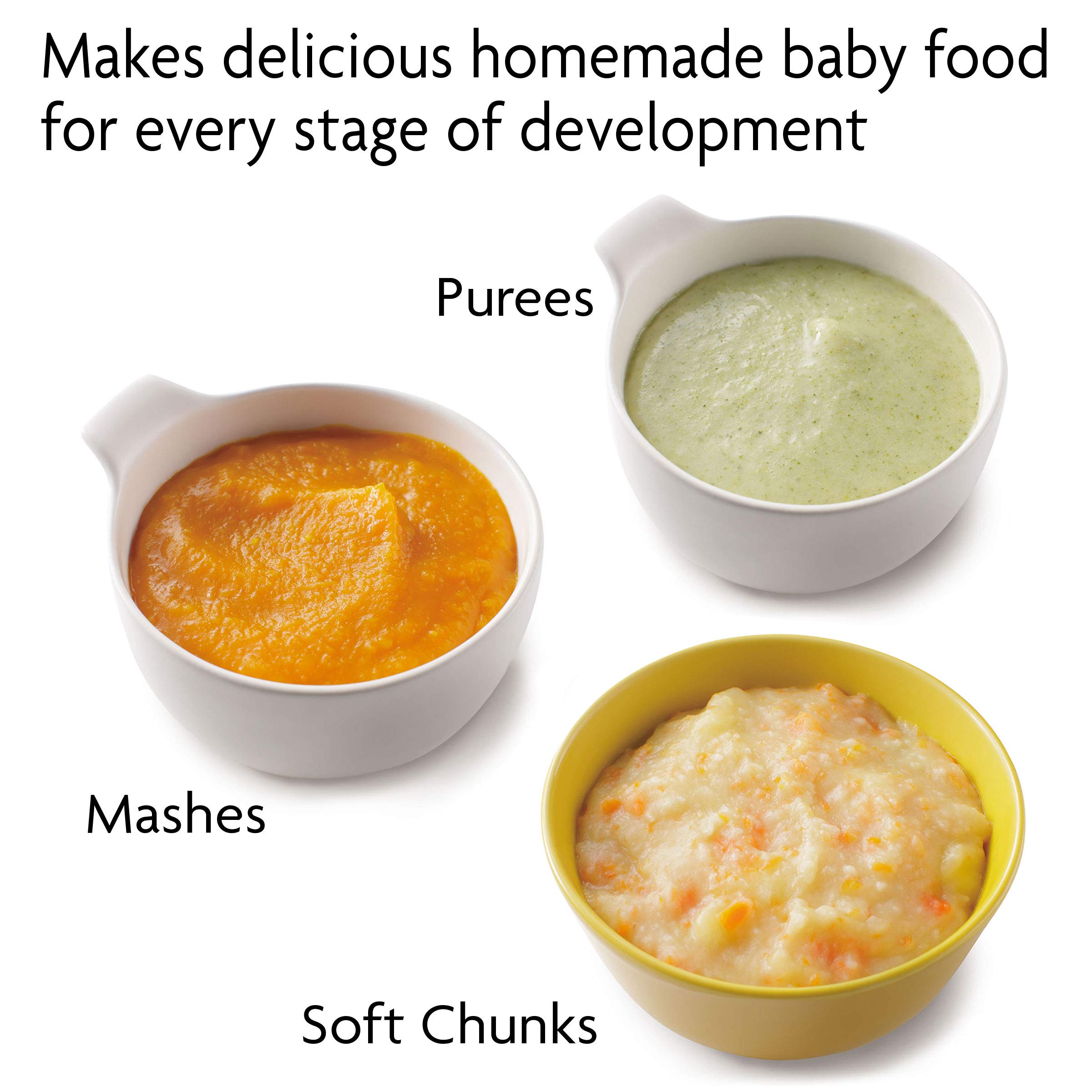 Baby Brezza All-in-One Baby Food Maker & Blender - Steam Cook & Puree Organic Infant Food for Pouches - Includes 3 Reusable Pouches + Funnels - Perfect for Homemade Baby Purees & Toddler Meals