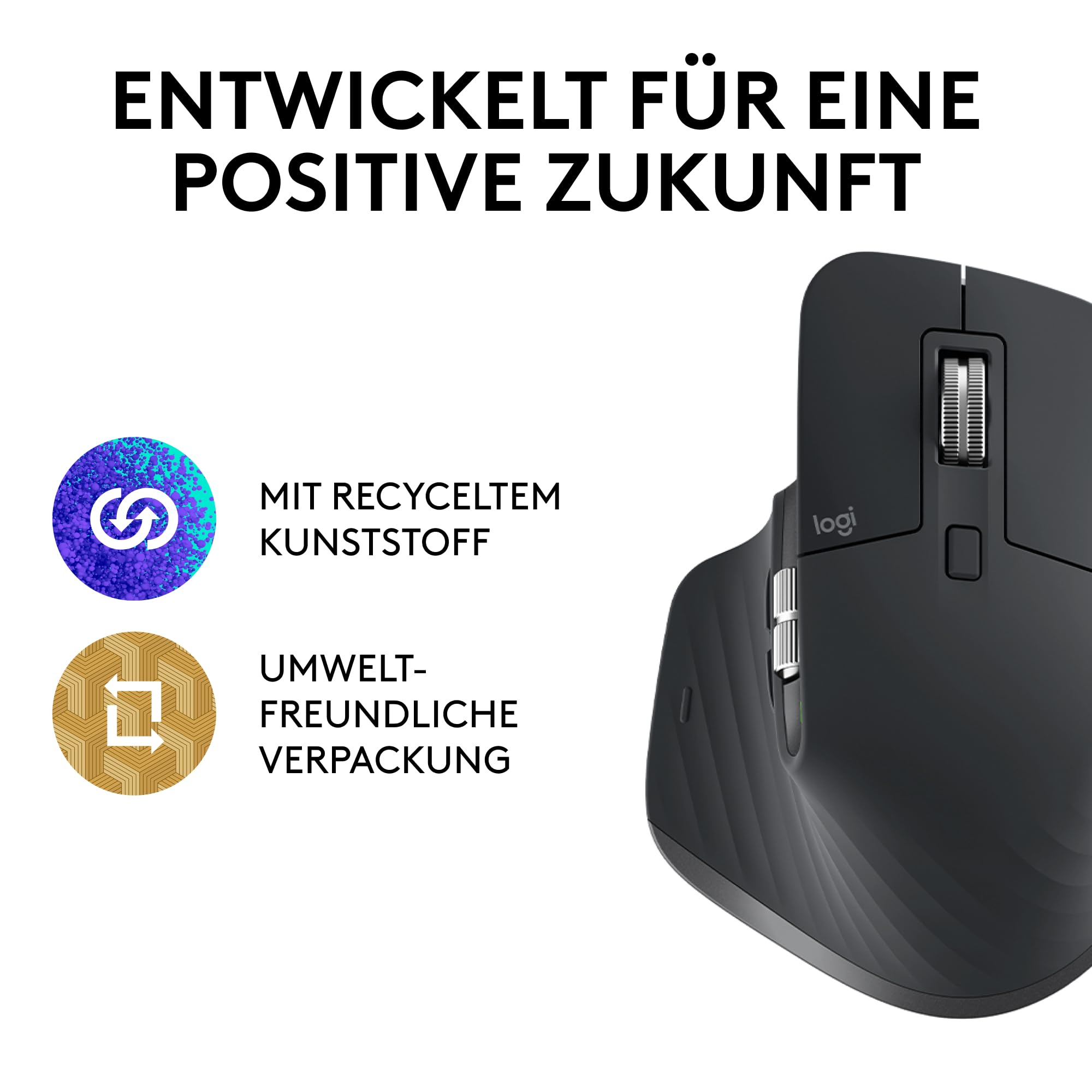 Logitech MX Master 3S Wireless Performance Mouse - Ultra-Fast Scrolling, Ergonomic Design, 8K DPI, Precise Glass Tracking, Quiet Clicks, USB-C & Bluetooth - Compatible with Windows/Linux/Chrome - Dark Gray (1-Pack) - Perfect for Office Work, Graphic Design & Productivity Tasks