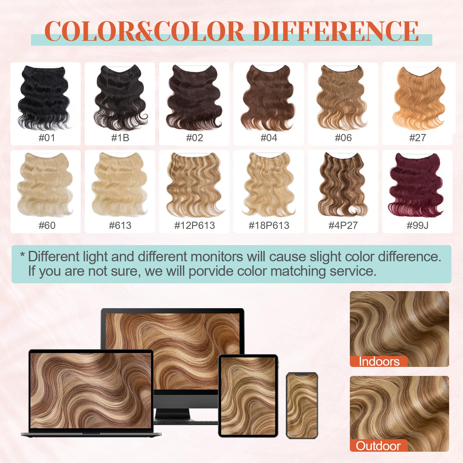 Benehair Ombre Human Hair Extensions - Brown to Blonde Wavy 22 Inch 130g Full Head Hairpieces for Women | No Tape No Glue Seamless Fish Line Headband | Natural Volume Boost for Everyday & Special Occasions