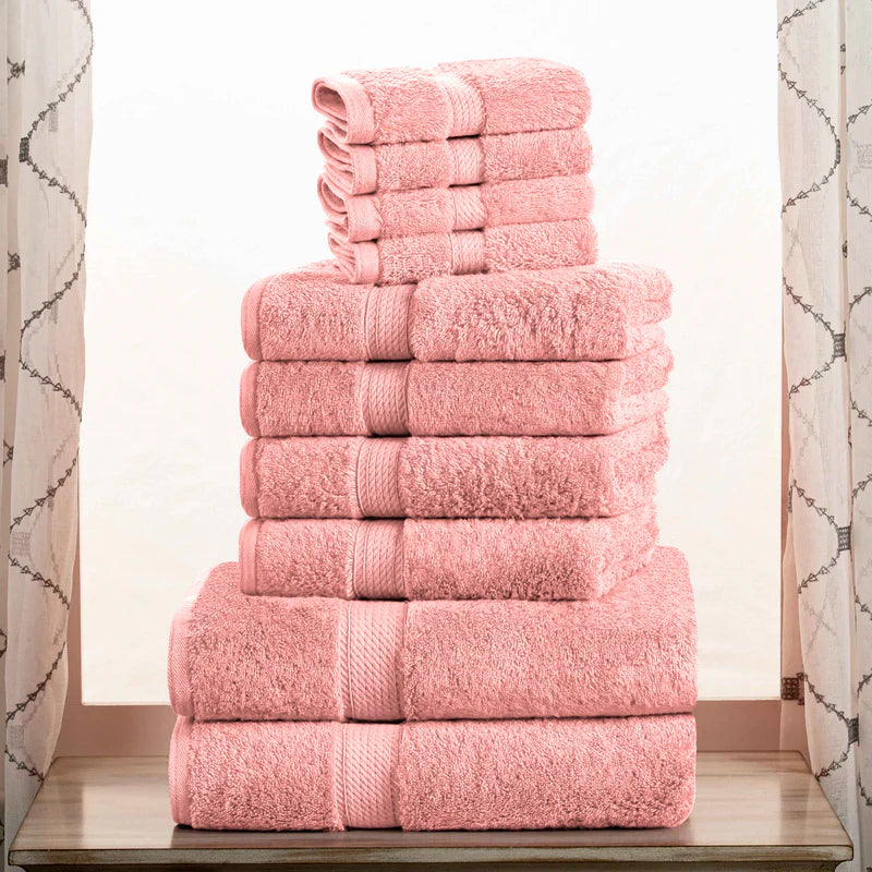 Premium Egyptian Cotton 10-Piece Towel Set - Ultra Soft, Heavyweight & Plush for Bath, Spa & Luxury Home Use