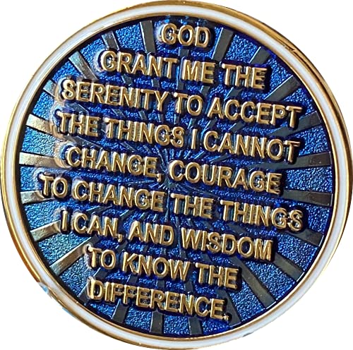 2 Year AA Medallion - Cosmic Blue Glitter Gold Plated Chip for Recovery & Sobriety - Perfect for 12-Step Meetings, Anniversary Gifts & Spiritual Support