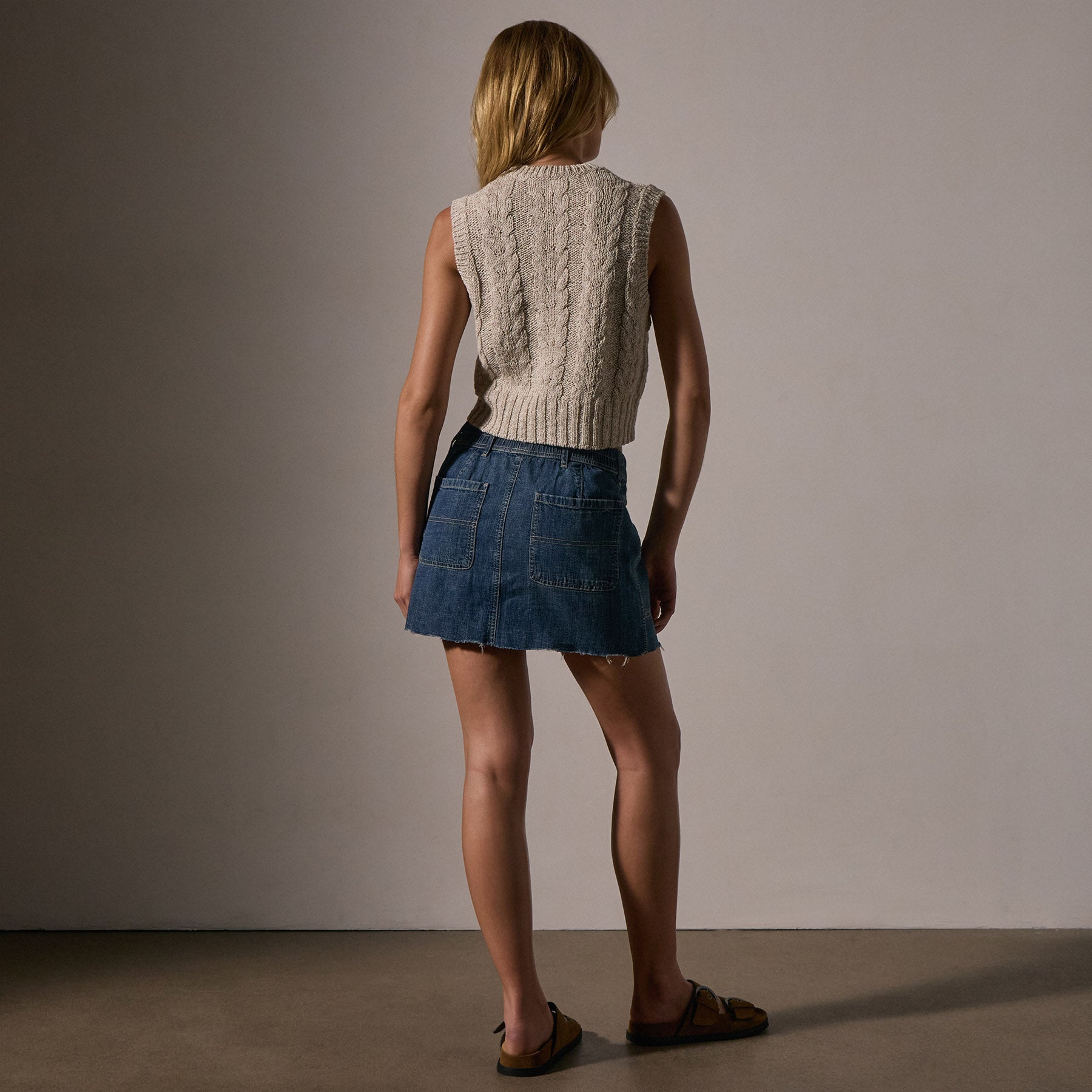 Cotton Linen Cable Knit Vest for Women - Natural Beige Chunky Knit Sweater Vest | Cozy Fall & Winter Layering Piece for Casual Outfits