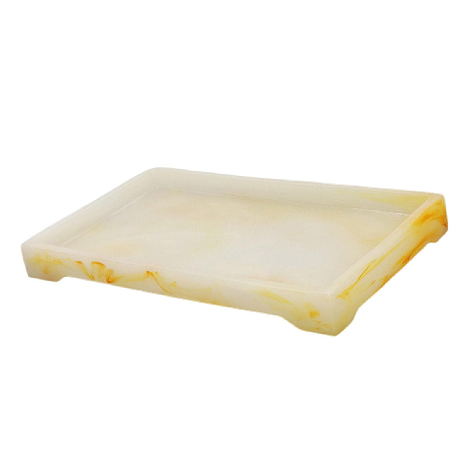 Loensy Resin Bathroom Tray - Waterproof Countertop Organizer for Jewelry, Makeup & Toiletries | Vanity Storage Tray for Sink, Toilet Tank & Hotel Decor (Yellow) - Perfect for Bathroom Organization & Spa Style Decor