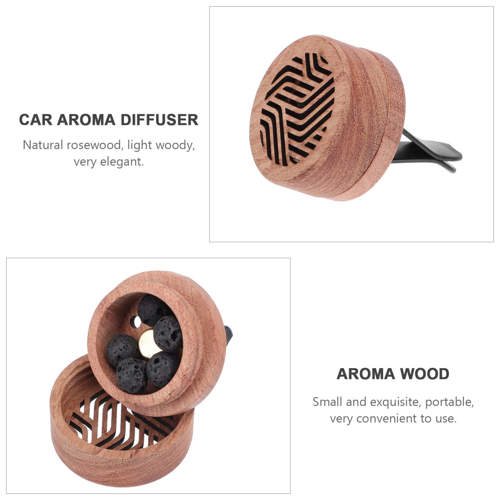 Portable Wood Car Essential Oil Diffuser - Mini Vent Clip Aromatherapy Diffuser for Cars | Perfect for Relaxation & Stress Relief During Commutes