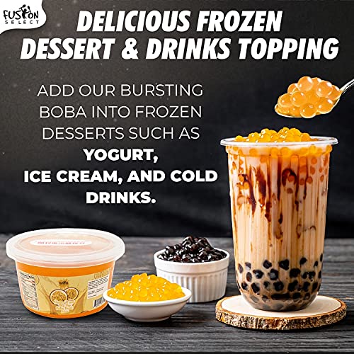 Premium Passion Fruit Boba Pearls - Bursting Popping Boba for Bubble Tea, Fruit Tea, Yogurt Toppings (450g) | Perfect for DIY Drinks, Desserts & Party Snacks