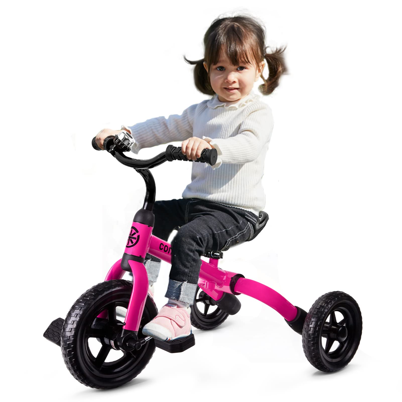 Ancaixin 3-in-1 Adjustable Toddler Tricycle for Kids Ages 2-5 | Convertible Balance Bike with Detachable Pedals & Bell | Foldable Design | Perfect Birthday, Christmas & New Year Gift (Pink) | Ideal for Outdoor Play, Park Rides & Learning to Cycle