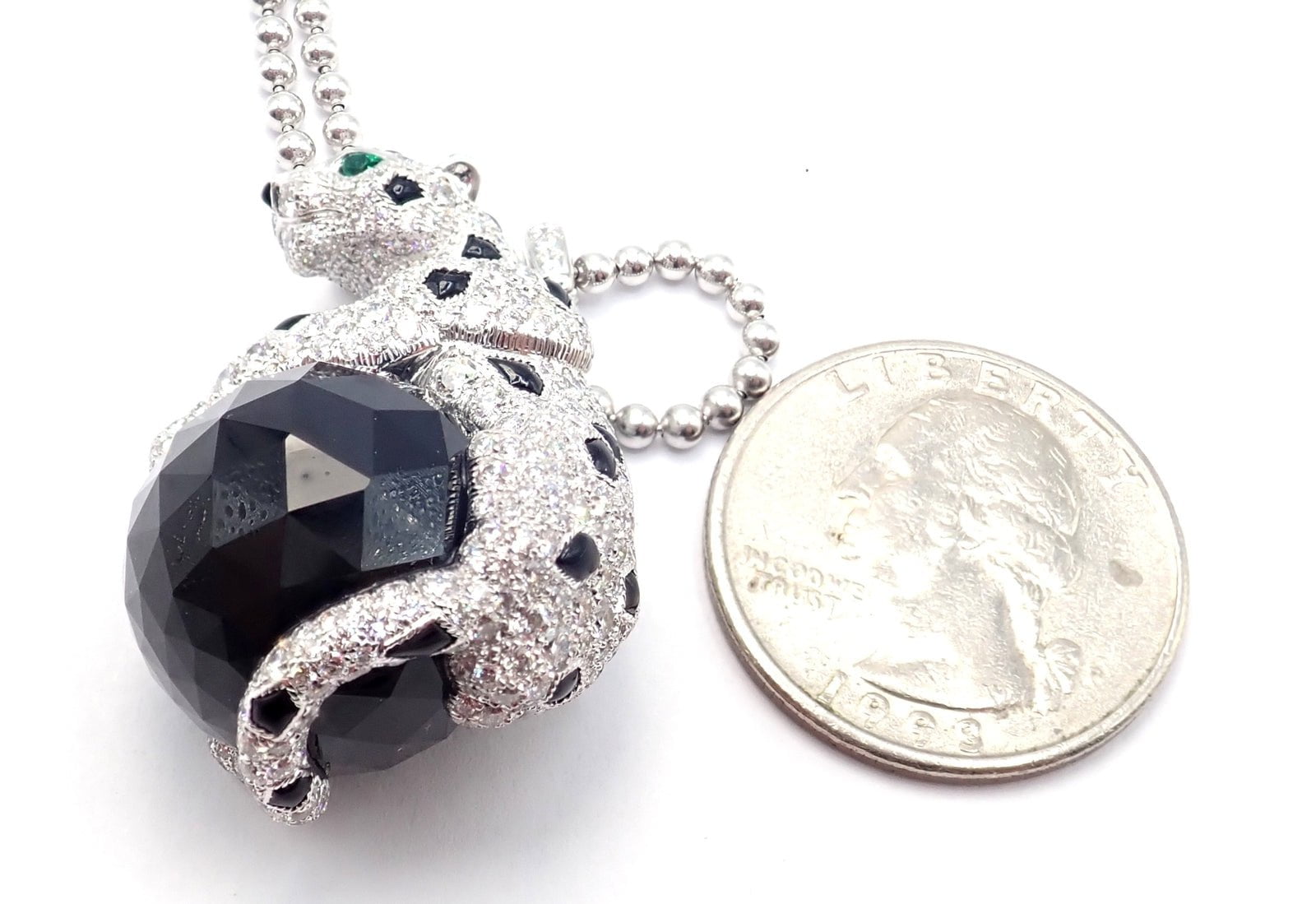 Cartier Panthere 18k Gold Diamond Emerald Onyx Pendant Necklace - Luxury Jewelry for Women, Perfect for Evening Gala & Special Occasions