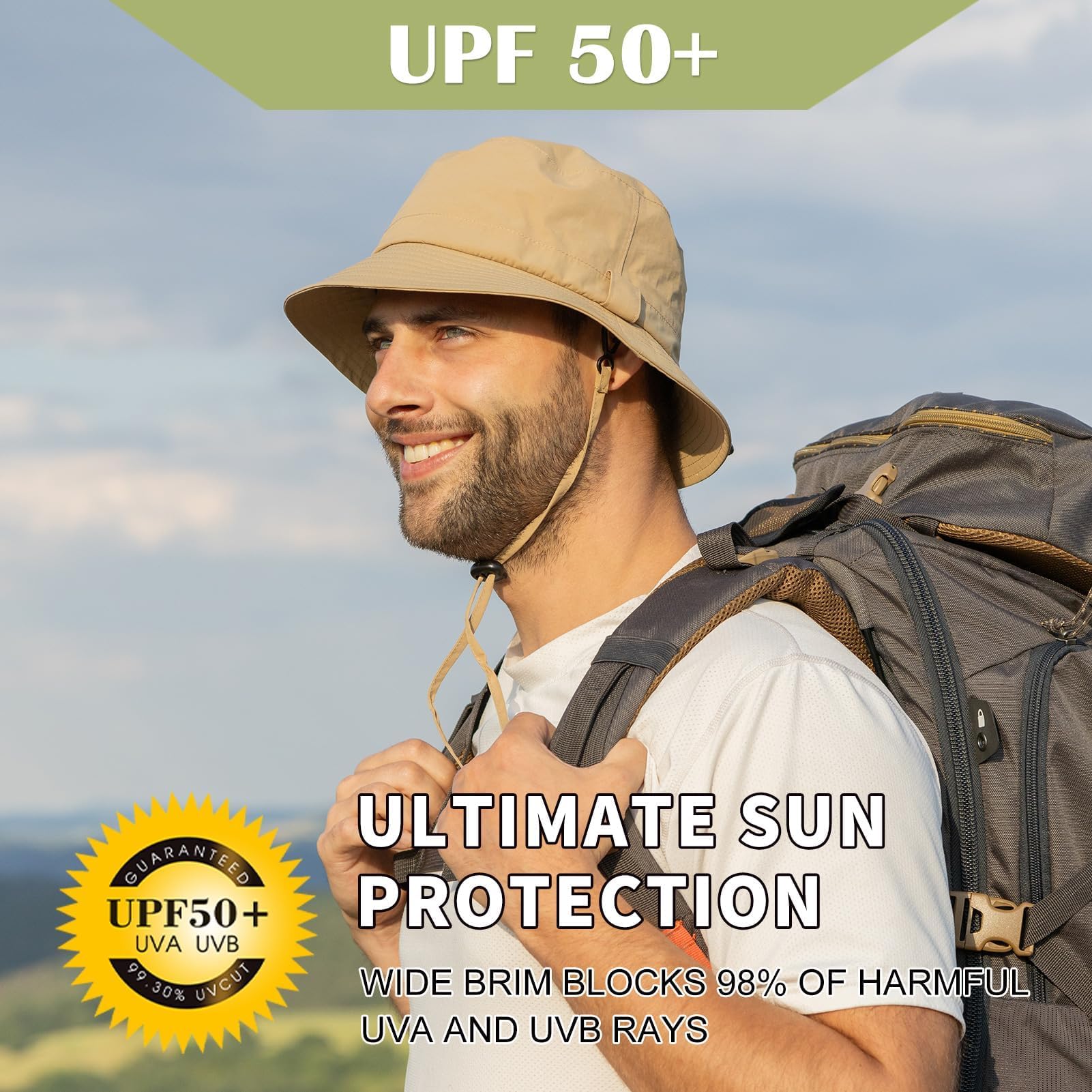 TOP-EX XL XXL Oversized Bucket Rain Hat - Waterproof Summer Hat for Golf, Safari & Outdoor Activities - UPF 50+ UV Protection - Perfect for Beach, Hiking and Gardening