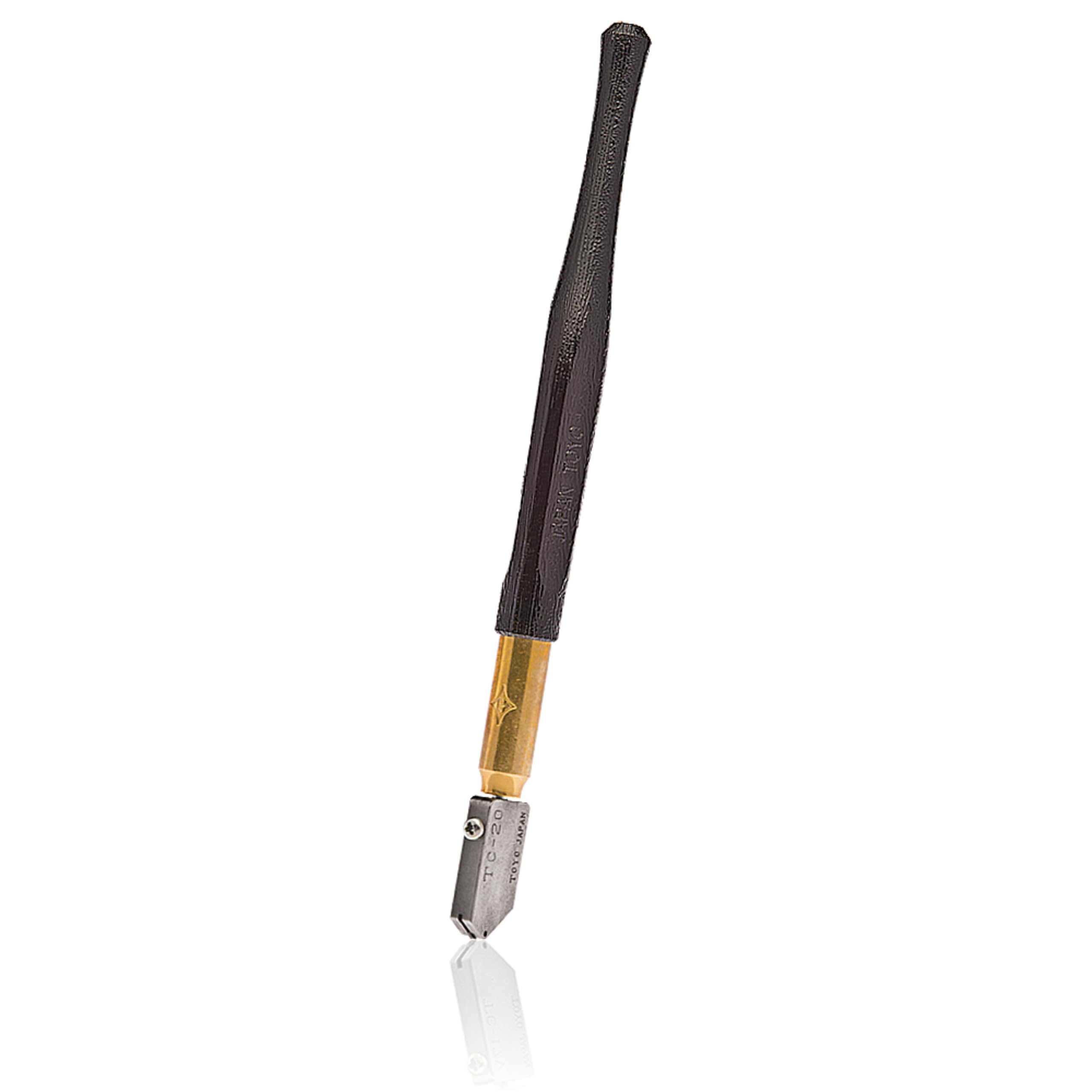 TOYO TC20 Dry Wheel Supercutter Glass Cutter with Straight Blade - Lightweight Woodgrain Handle for Smooth Cutting | Japanese-Made Glass Cutting Tool | Perfect for DIY Projects, Stained Glass & Home Renovations