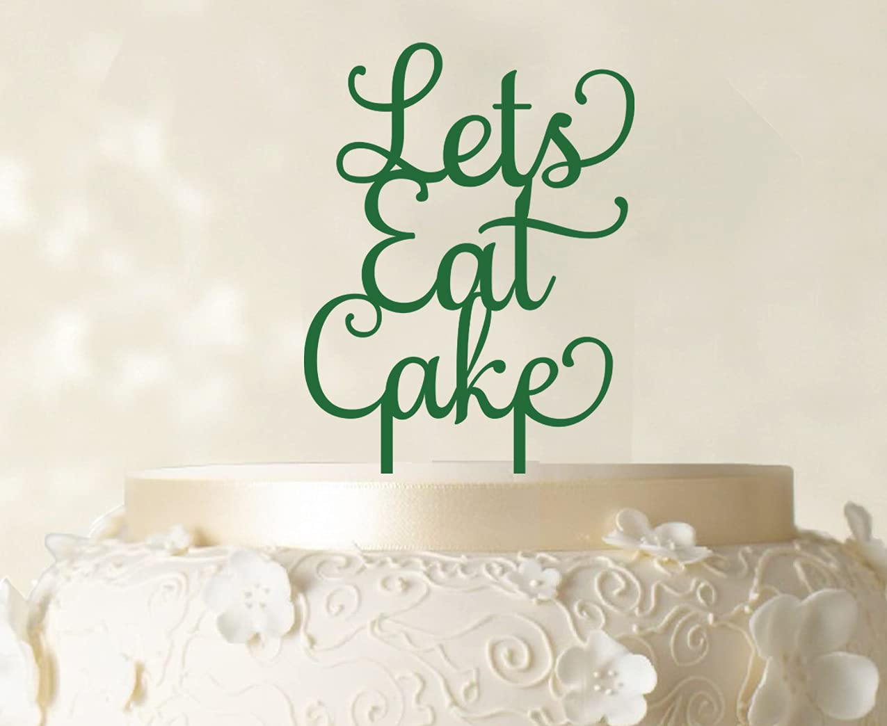 Printtoo 'Let's Eat Cake' Birthday Cake Topper - Green Party Decorations (5-7 Inches Wide) | Perfect for Birthday Cakes, Cupcakes & Dessert Table Decor