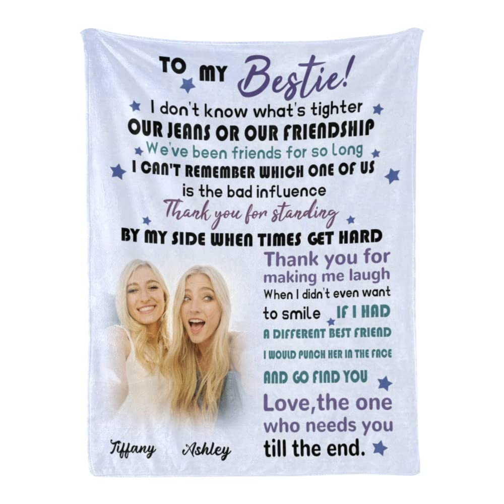 Personalized Best Friend Blanket with Name - Unique Birthday Gift for Women, BFF Friendship Gift for Her - Perfect for Anniversaries, Christmas, and Cozy Nights Together