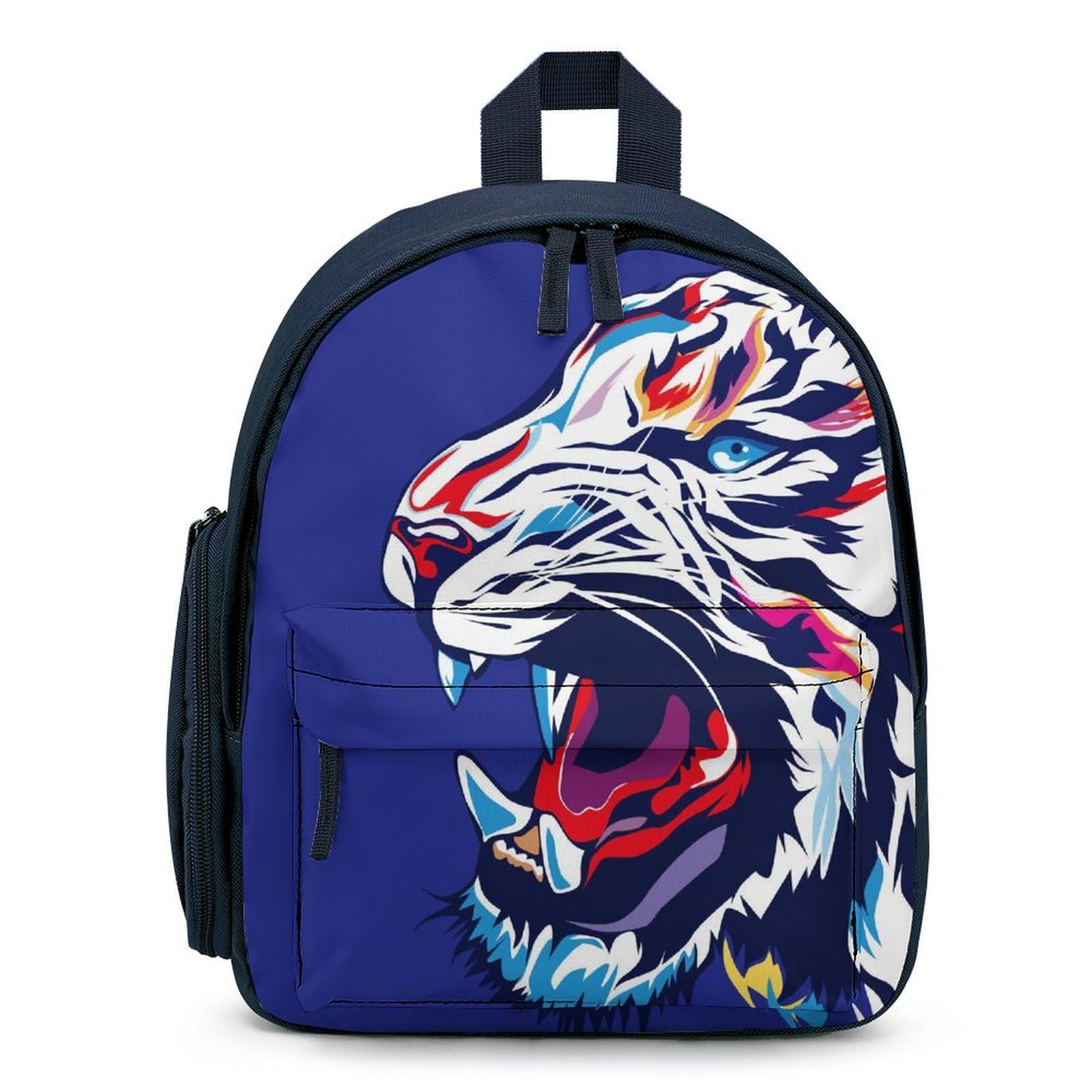 Colorful Tiger Face Cute Backpack - Adjustable Small Daypack for School, Travel, Camping & Outdoor Activities - Perfect Gift for Kids & Teens