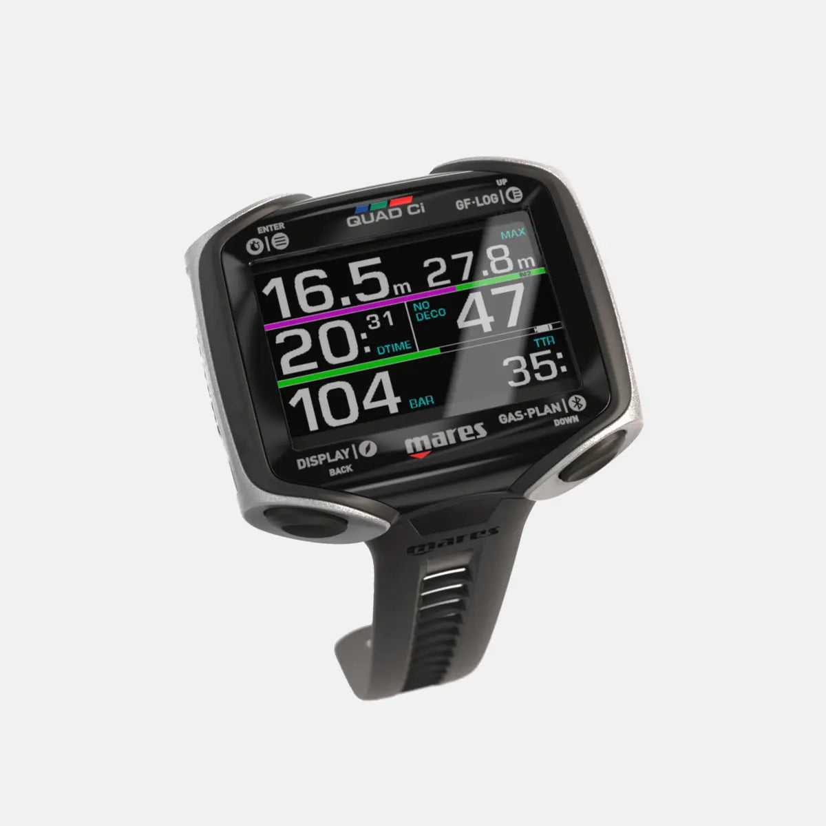 Mares Quad Ci Scuba Diving Computer - Wrist Mounted Dive Computer with Air/Nitrox Gauge & Backlight - Perfect for Recreational and Technical Diving
