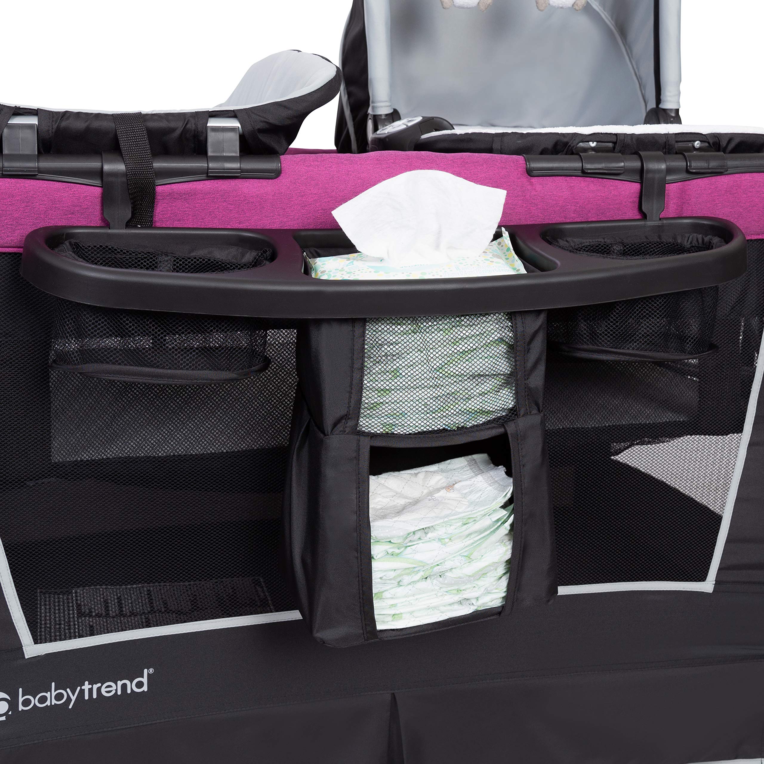 Baby Trend Retreat Nursery Center Playard - Portable Crib & Playpen for Infants & Toddlers, Mulberry - Perfect for Home, Travel & Daycare Use
