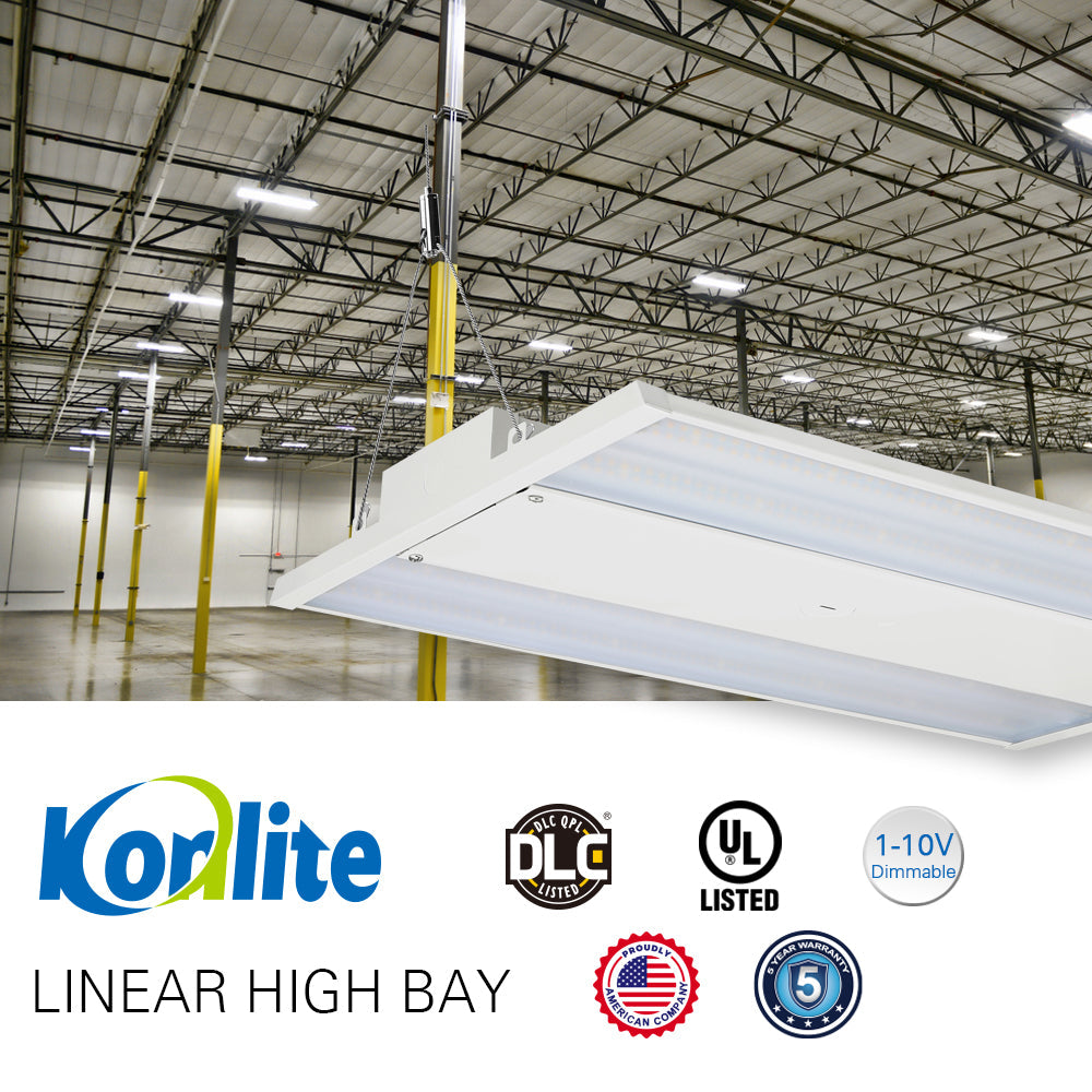 300W Linear LED Highbay Light - 2x4FT, 347-480V, 41500 Lumens, 5000K Daylight White (1000W Equivalent) - Perfect for Warehouses, Garages & Industrial Lighting