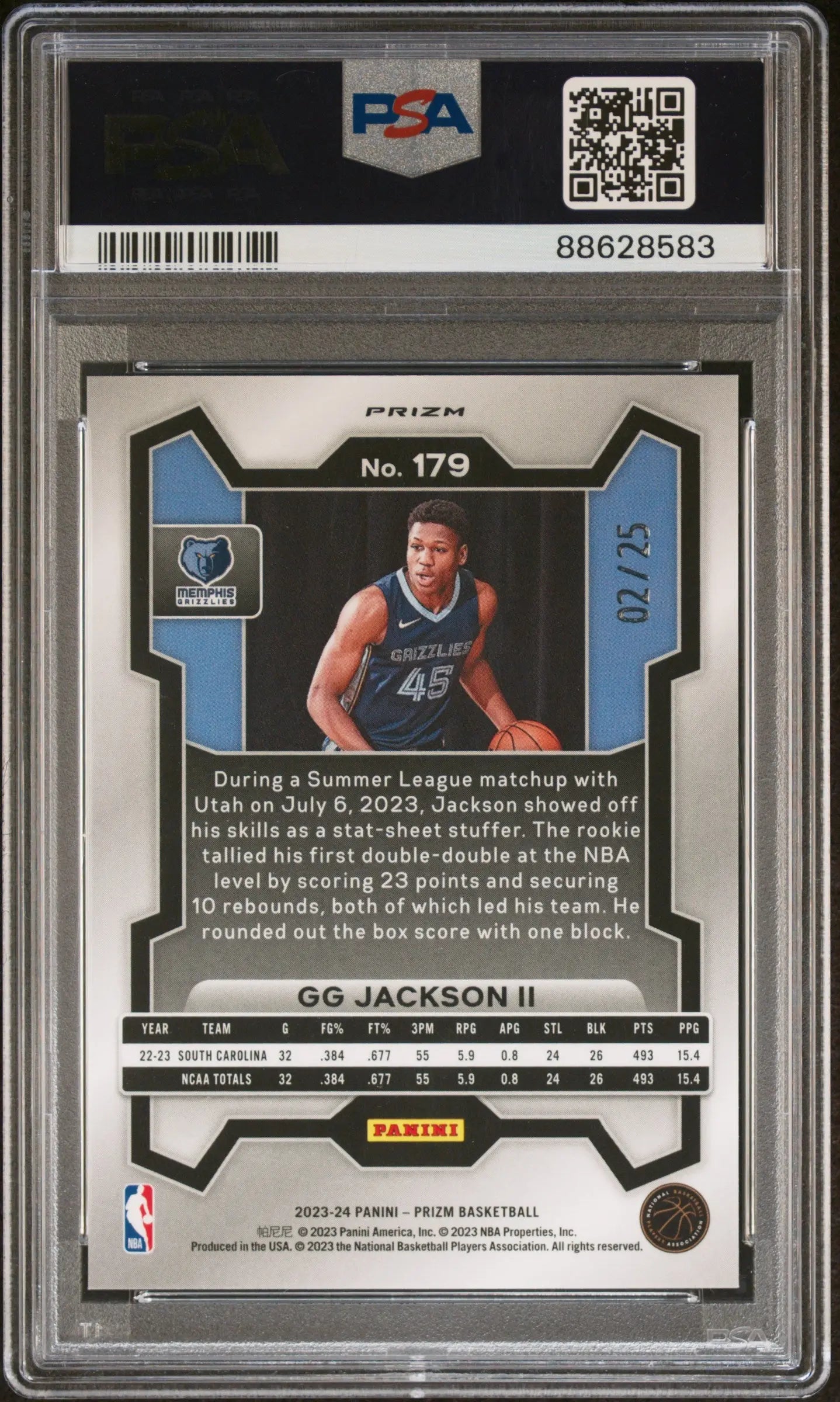 2023 Panini Prizm Basketball GG Jackson II Rookie Mojo Prizm PSA 10 Gem Mint /25 - Rare Collectible Card for Basketball Fans & Investors - Perfect for Trading, Collecting, and Displaying