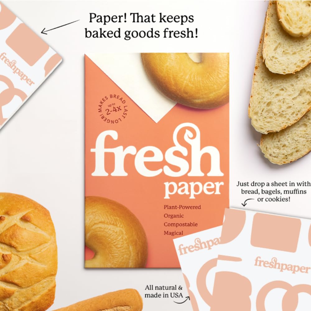 FRESHPAPER Reusable Food Saver Sheets - 80 Pack for Keeping Bread, Bagels, Muffins & Cookies Fresh | BPA-Free, Eco-Friendly Storage Solution | Perfect for Meal Prep, Picnics & Lunch Boxes | Made in USA