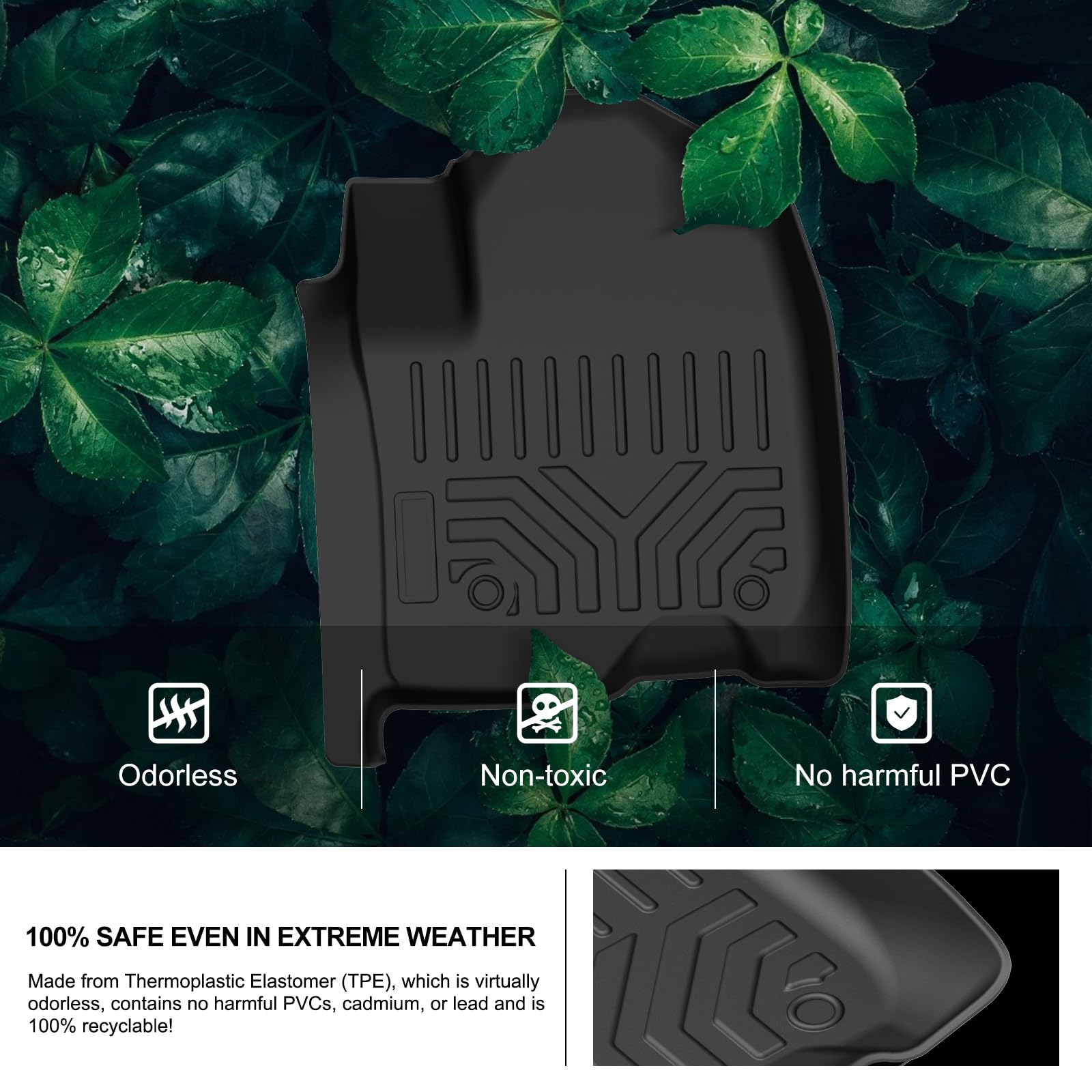 KIWI MASTER All-Weather Floor Mats for 2019-2025 Chevy Silverado & GMC Sierra 1500/2500 HD/3500 HD Crew Cab - Heavy Duty TPE Slush Liners (Black) - Perfect for Winter, Off-Road & Everyday Protection
