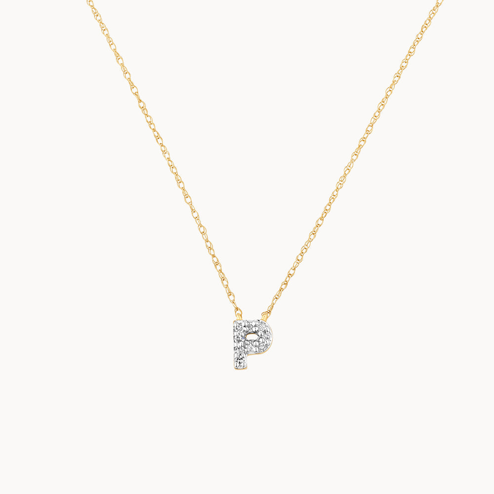10k Gold Diamond Letter P Necklace - Elegant Personalized Jewelry for Women, Perfect for Gifts, Anniversaries, and Special Occasions
