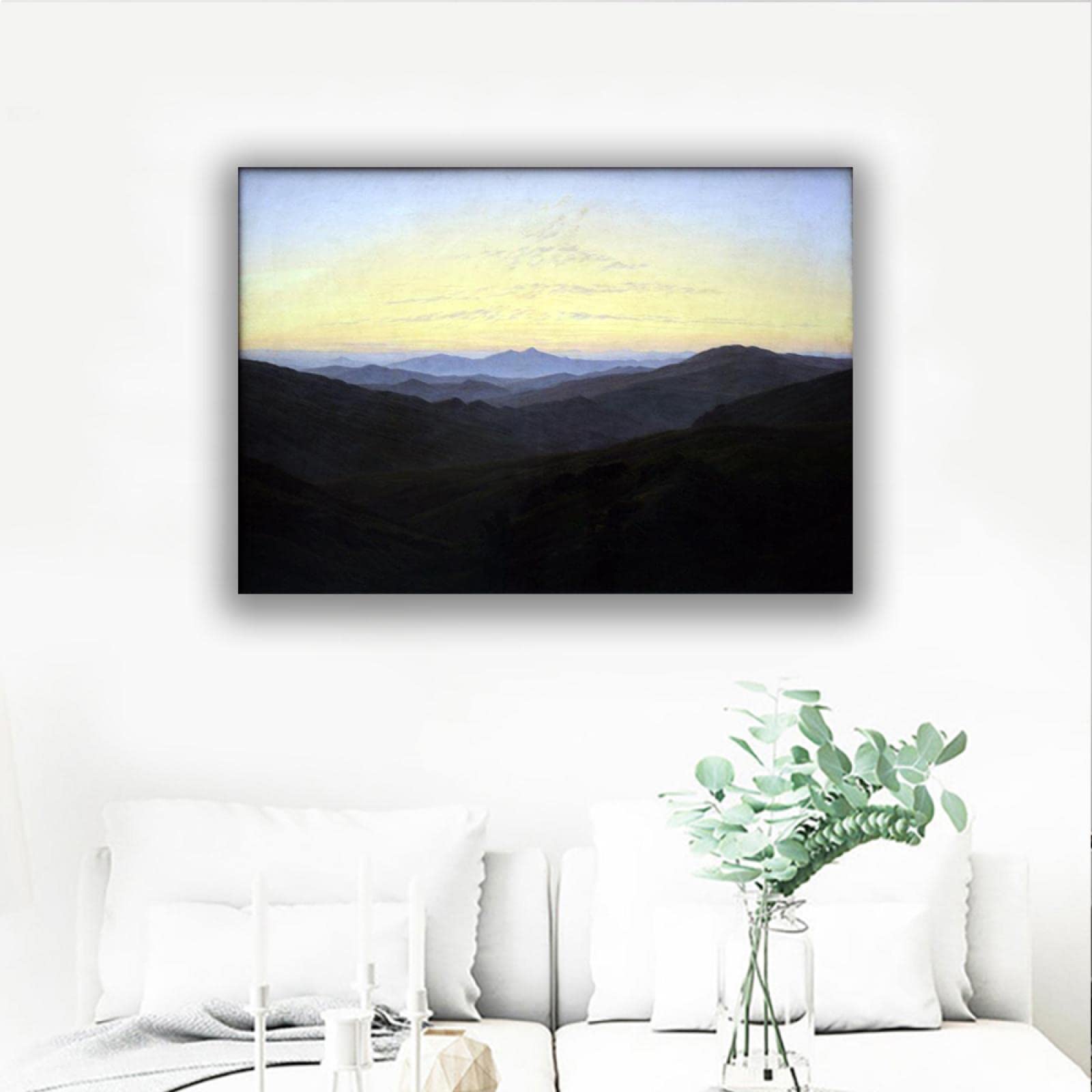 Caspar David Friedrich 'The Riesengebirge' Framed Canvas Print - Premium Wall Art Poster for Home & Office Decor (80x116cm) - Perfect for Living Rooms, Bedrooms & Study Spaces