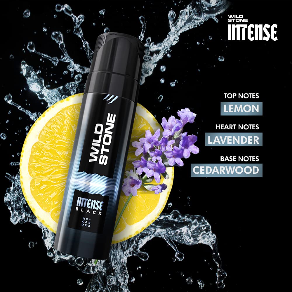 Wild Stone Intense Black, Ocean & Trance Deodorant Body Spray for Men - Long Lasting Fragrance, No Gas Formula, 3-Pack (120ml Each) - Gym, Office & Night Out Freshness
