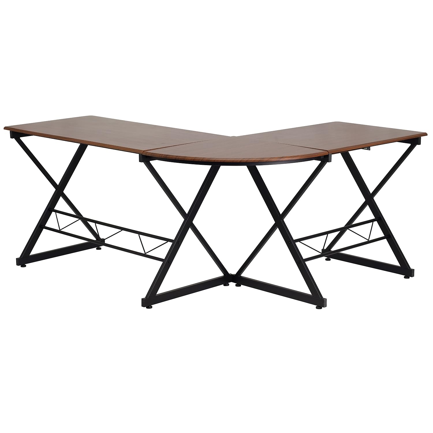 Flash Furniture Singleton Teakwood Laminate L-Shape Computer Desk with Pull-Out Keyboard Tray - Home Office Workstation for Small Spaces, Gaming & Study Desk with Ergonomic Design