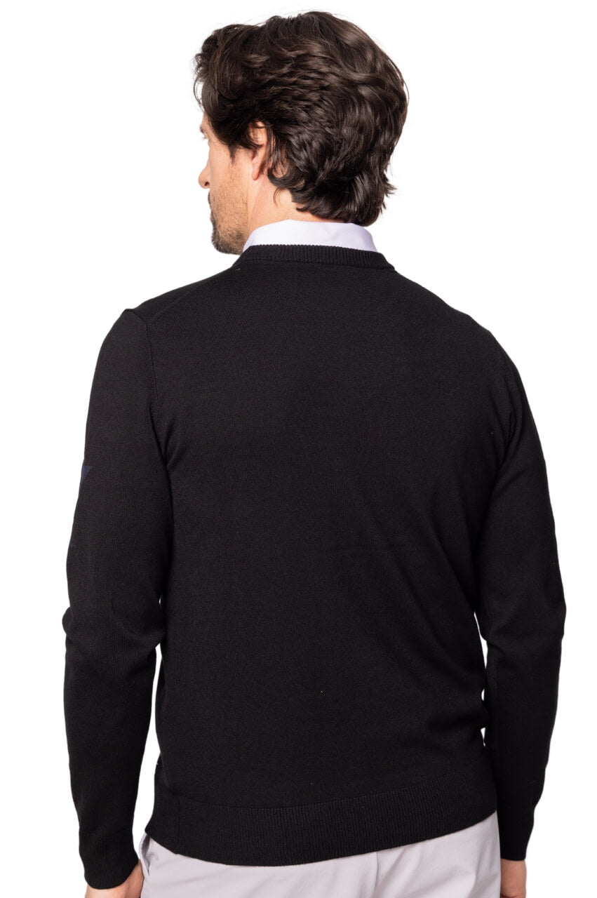 Men's Black Martini Crewneck Sweater - Soft Casual Knit Pullover for Fall & Winter - Perfect for Office, Date Night and Holiday Parties